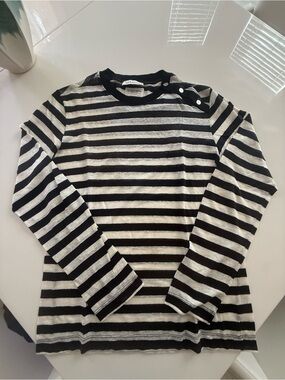 Versace Black and White Striped Long Sleeve Kids Tee